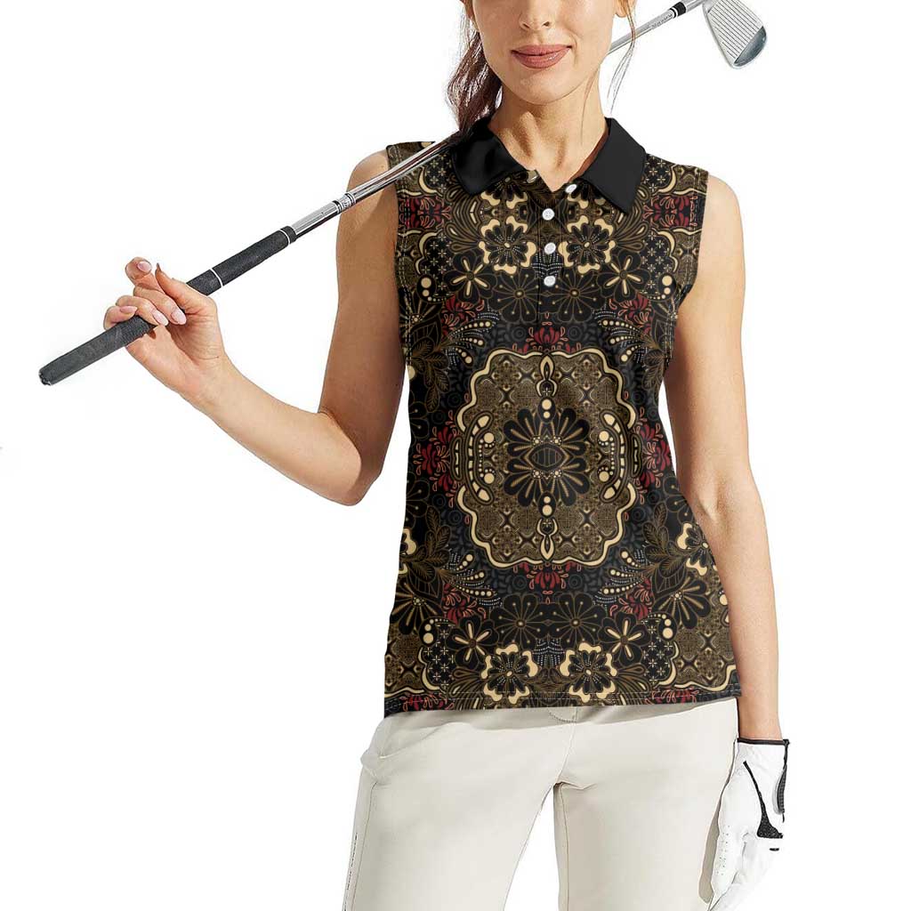 Indonesia Javanese Batik Women Sleeveless Polo Shirt Nelson Mandela Madiba Vintage Style - Wonder Print Shop
