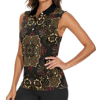 Indonesia Javanese Batik Women Sleeveless Polo Shirt Nelson Mandela Madiba Vintage Style - Wonder Print Shop