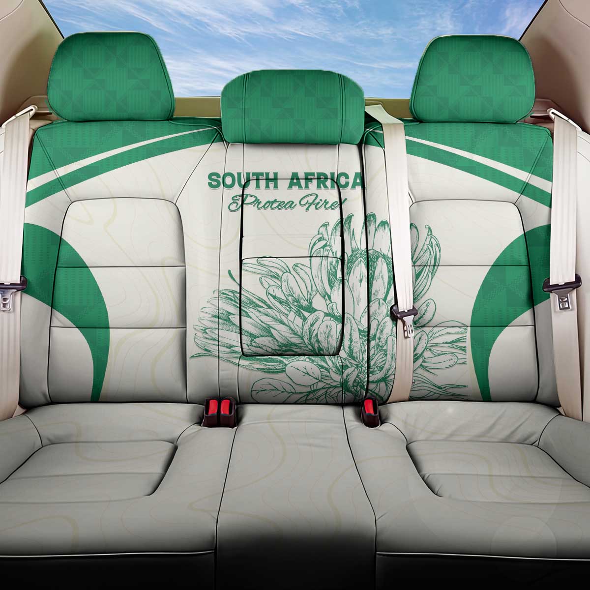 South Africa Cricket Back Car Seat Cover Protea Fire - Wonder Print Shop