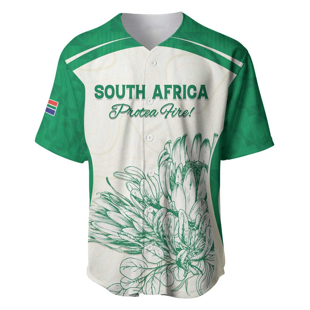 Custom South Africa Cricket Baseball Jersey Protea Fire - Wonder Print Shop