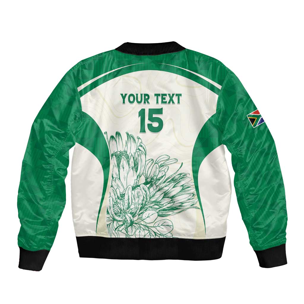 Custom South Africa Cricket Bomber Jacket Protea Fire - Wonder Print Shop