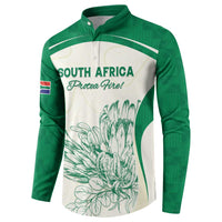 Custom South Africa Cricket Button Sweatshirt Protea Fire - Wonder Print Shop