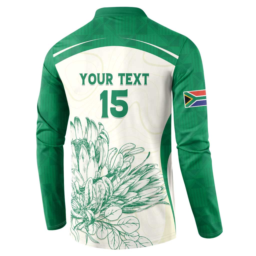 Custom South Africa Cricket Button Sweatshirt Protea Fire - Wonder Print Shop
