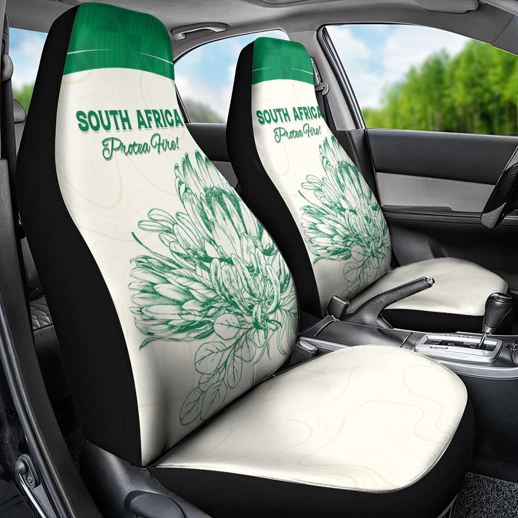 South Africa Cricket Car Seat Cover Protea Fire - Wonder Print Shop