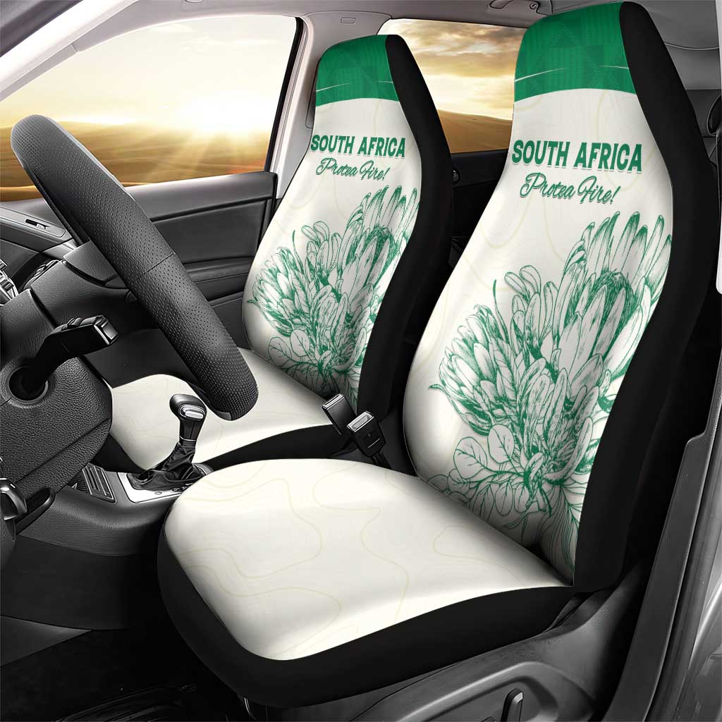 South Africa Cricket Car Seat Cover Protea Fire - Wonder Print Shop