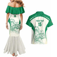 Custom South Africa Cricket Couples Matching Mermaid Dress and Hawaiian Shirt Protea Fire - Wonder Print Shop