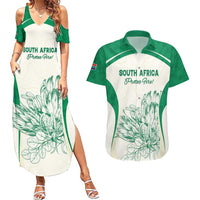 Custom South Africa Cricket Couples Matching Summer Maxi Dress and Hawaiian Shirt Protea Fire - Wonder Print Shop