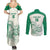 Custom South Africa Cricket Couples Matching Summer Maxi Dress and Long Sleeve Button Shirt Protea Fire - Wonder Print Shop