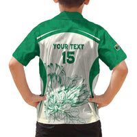 Custom South Africa Cricket Family Matching Long Sleeve Bodycon Dress and Hawaiian Shirt Protea Fire - Wonder Print Shop