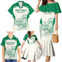 Custom South Africa Cricket Family Matching Mermaid Dress and Hawaiian Shirt Protea Fire - Wonder Print Shop