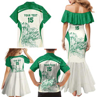Custom South Africa Cricket Family Matching Mermaid Dress and Hawaiian Shirt Protea Fire - Wonder Print Shop