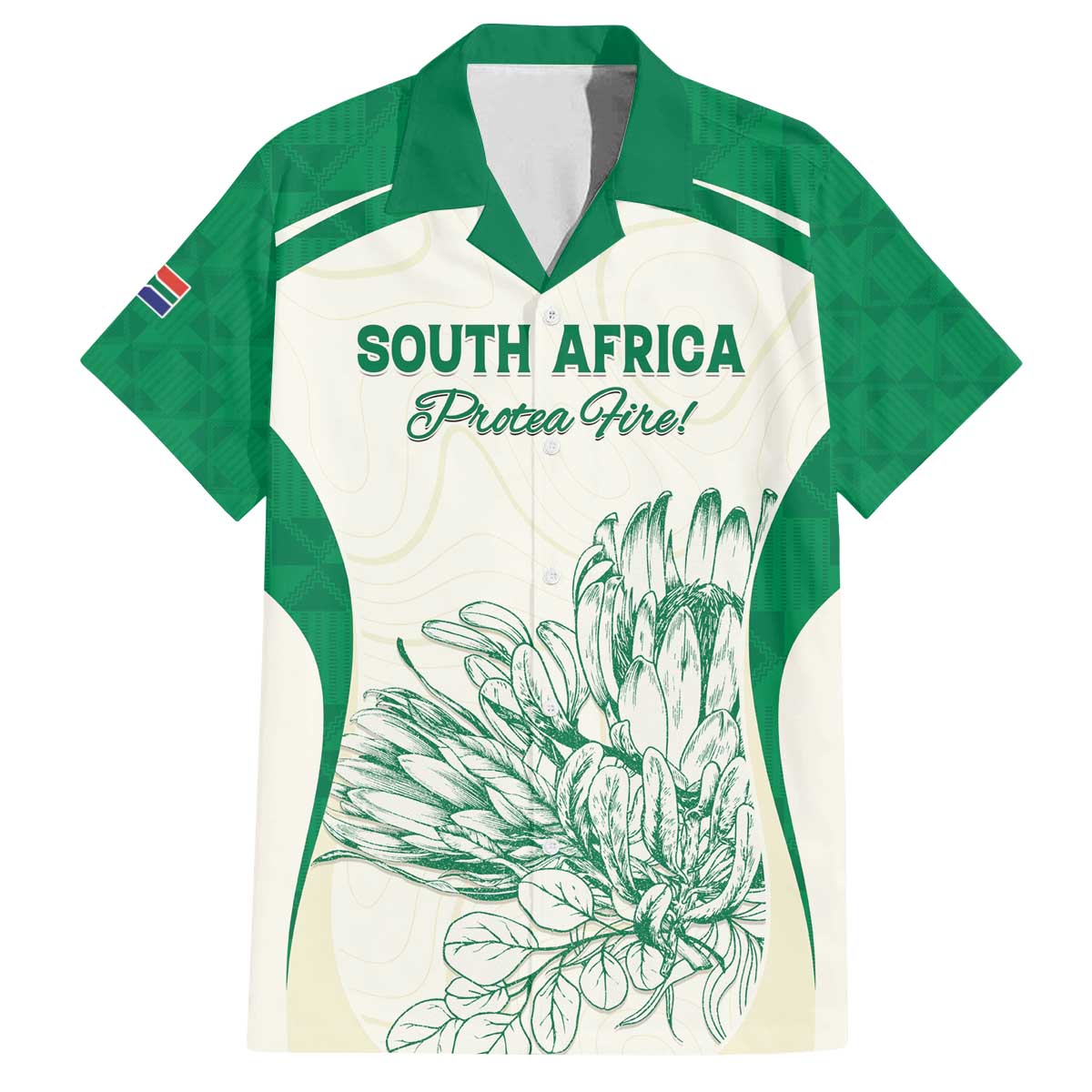 Custom South Africa Cricket Family Matching Off The Shoulder Long Sleeve Dress and Hawaiian Shirt Protea Fire - Wonder Print Shop