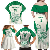 Custom South Africa Cricket Family Matching Off Shoulder Maxi Dress and Hawaiian Shirt Protea Fire - Wonder Print Shop