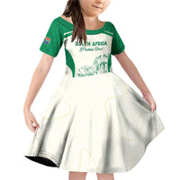 Custom South Africa Cricket Family Matching Off Shoulder Short Dress and Hawaiian Shirt Protea Fire - Wonder Print Shop