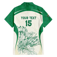 Custom South Africa Cricket Family Matching Off Shoulder Short Dress and Hawaiian Shirt Protea Fire - Wonder Print Shop