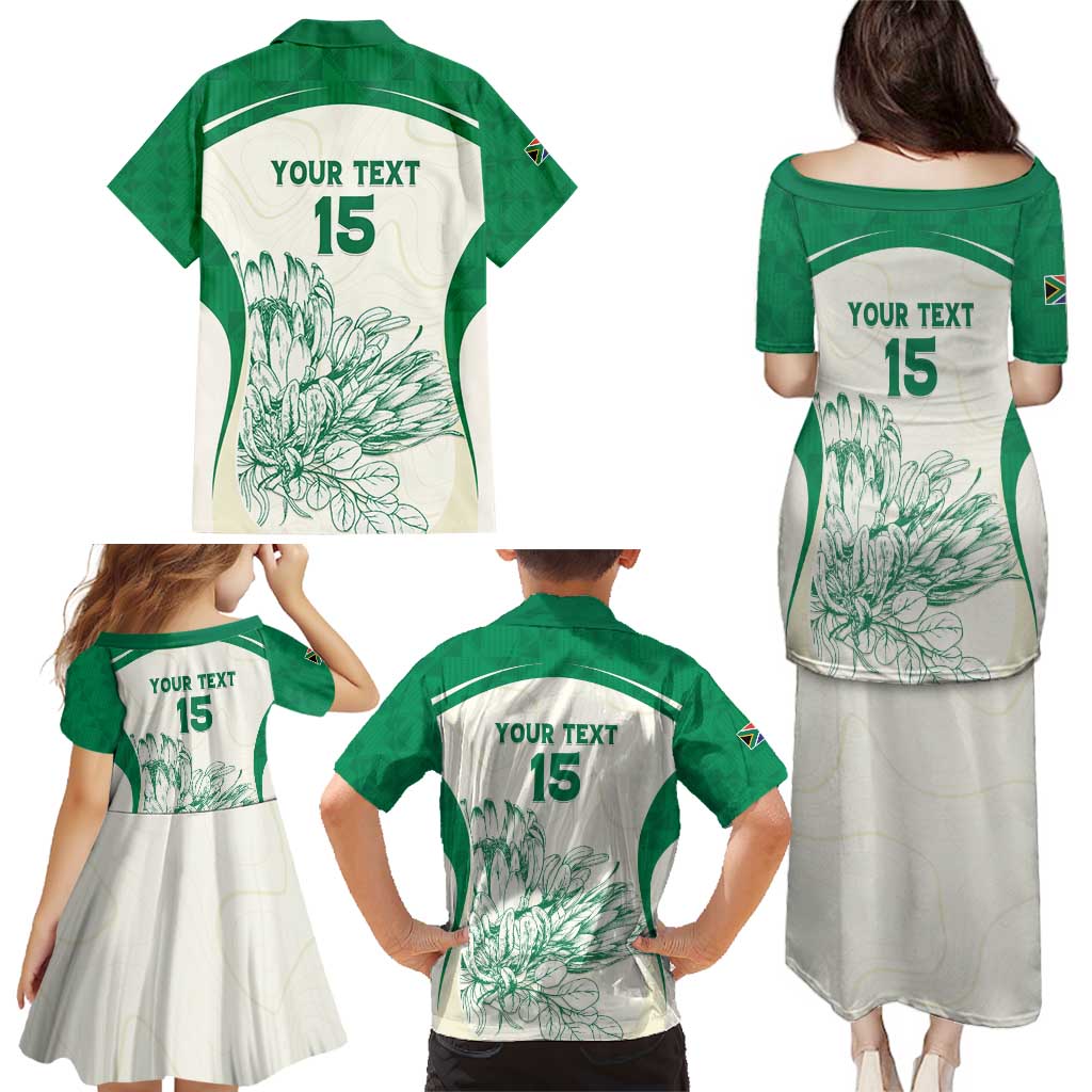 Custom South Africa Cricket Family Matching Puletasi and Hawaiian Shirt Protea Fire - Wonder Print Shop
