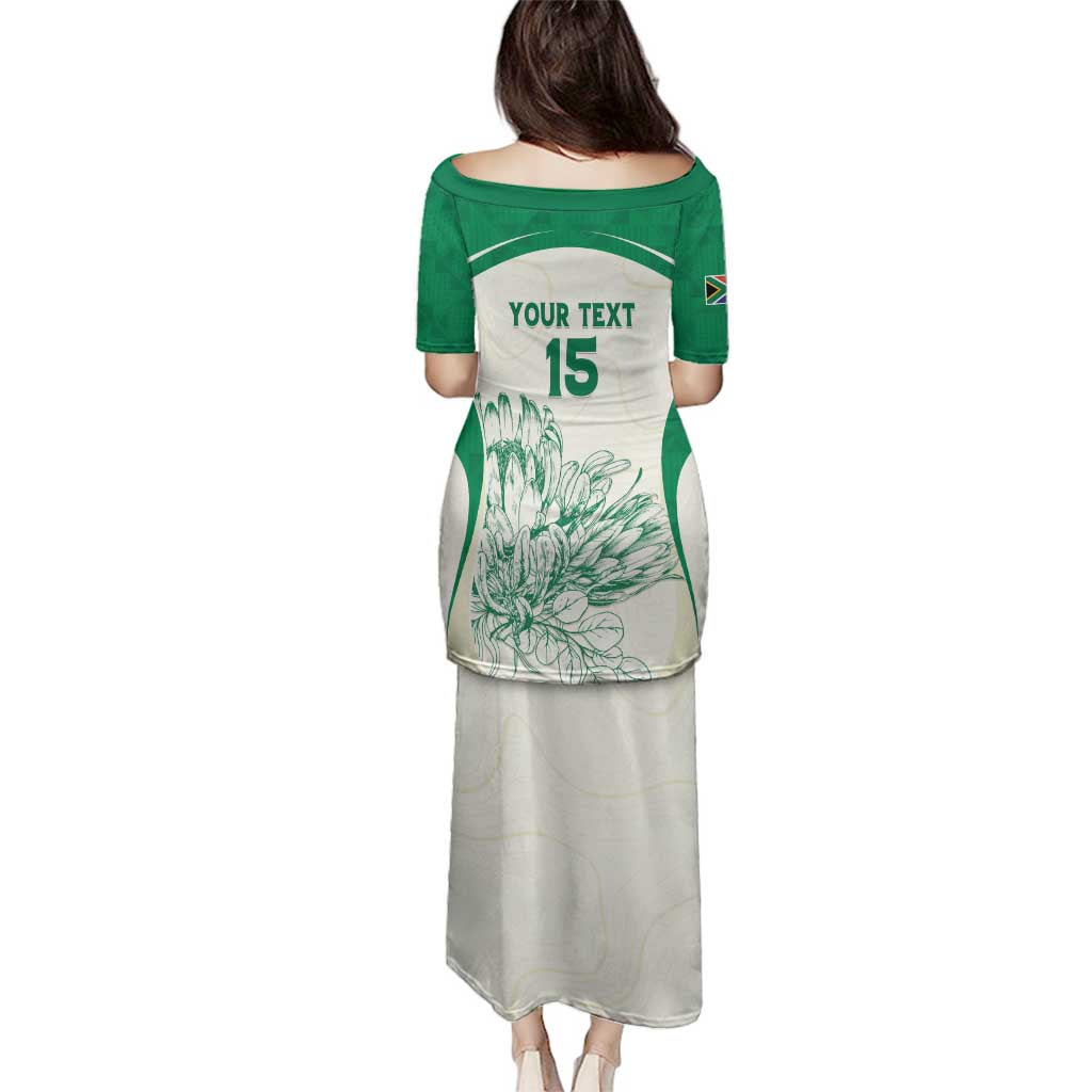 Custom South Africa Cricket Family Matching Puletasi and Hawaiian Shirt Protea Fire - Wonder Print Shop