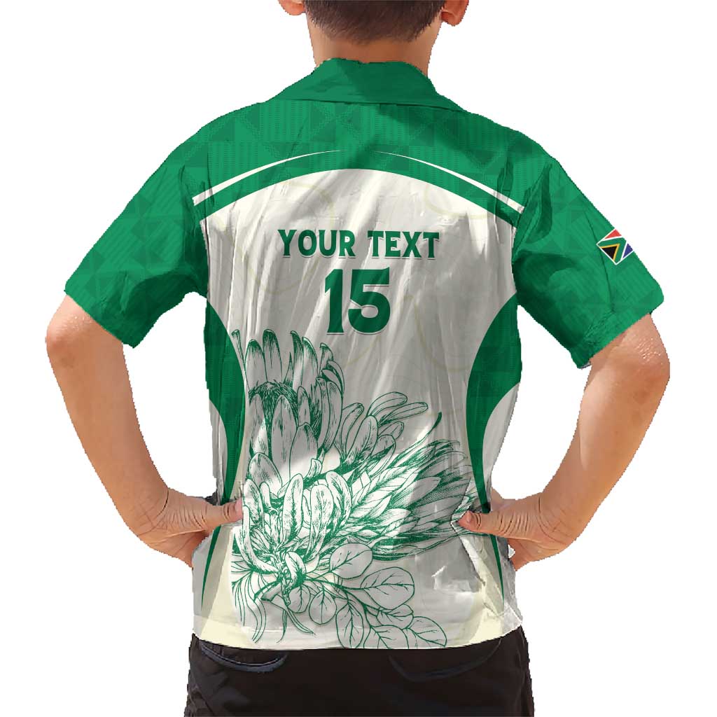 Custom South Africa Cricket Family Matching Short Sleeve Bodycon Dress and Hawaiian Shirt Protea Fire - Wonder Print Shop