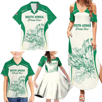 Custom South Africa Cricket Family Matching Summer Maxi Dress and Hawaiian Shirt Protea Fire - Wonder Print Shop
