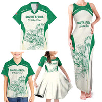 Custom South Africa Cricket Family Matching Tank Maxi Dress and Hawaiian Shirt Protea Fire - Wonder Print Shop