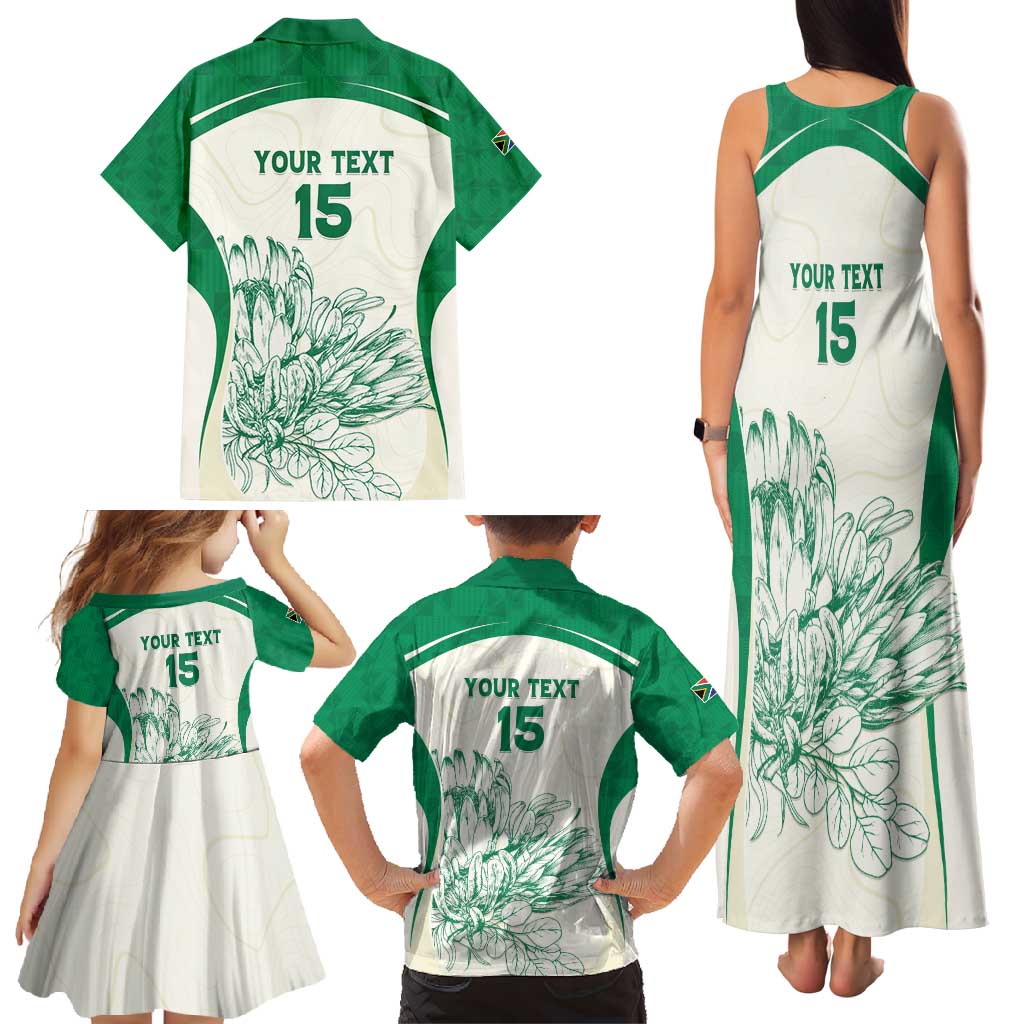 Custom South Africa Cricket Family Matching Tank Maxi Dress and Hawaiian Shirt Protea Fire - Wonder Print Shop