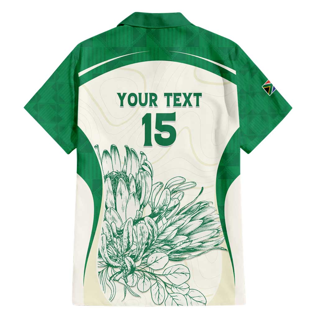 Custom South Africa Cricket Hawaiian Shirt Protea Fire - Wonder Print Shop