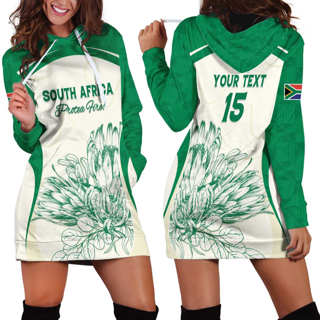 Custom South Africa Cricket Hoodie Dress Protea Fire - Wonder Print Shop