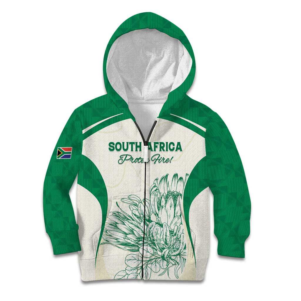 Custom South Africa Cricket Kid Hoodie Protea Fire - Wonder Print Shop