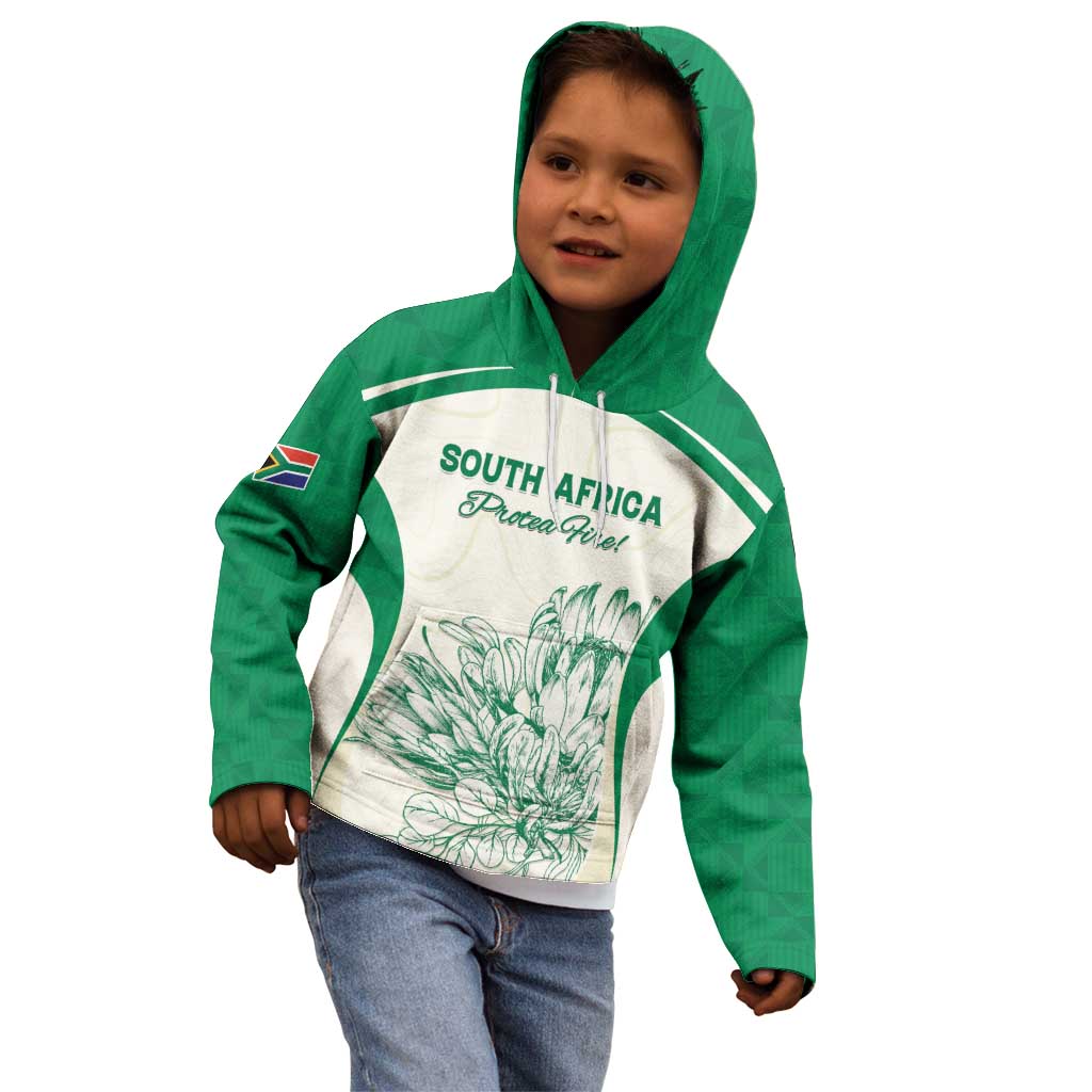 Custom South Africa Cricket Kid Hoodie Protea Fire - Wonder Print Shop