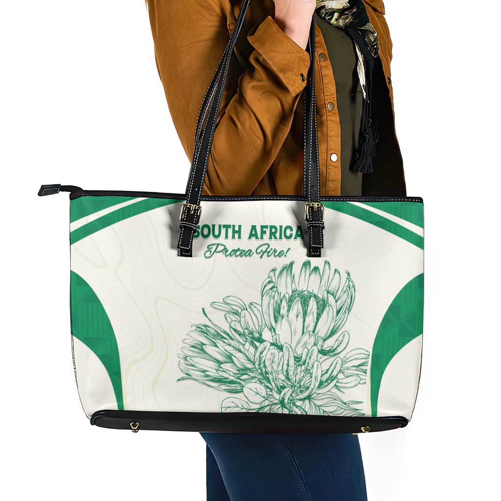 South Africa Cricket Leather Tote Bag Protea Fire - Wonder Print Shop