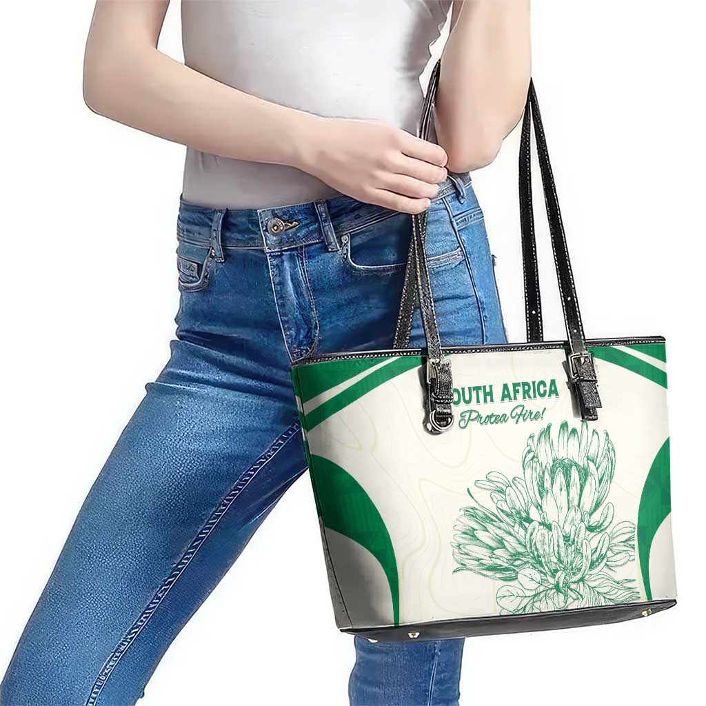South Africa Cricket Leather Tote Bag Protea Fire - Wonder Print Shop
