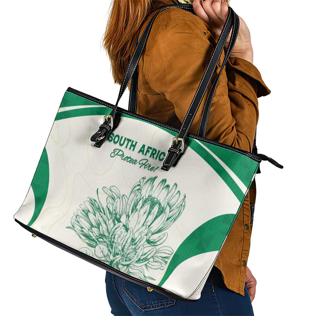 South Africa Cricket Leather Tote Bag Protea Fire - Wonder Print Shop