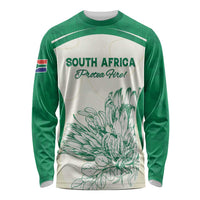 Custom South Africa Cricket Long Sleeve Shirt Protea Fire - Wonder Print Shop
