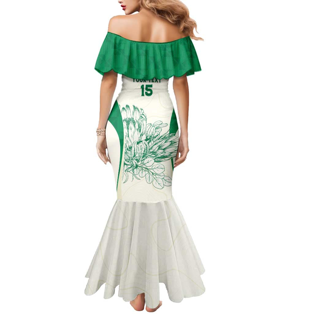 Custom South Africa Cricket Mermaid Dress Protea Fire - Wonder Print Shop