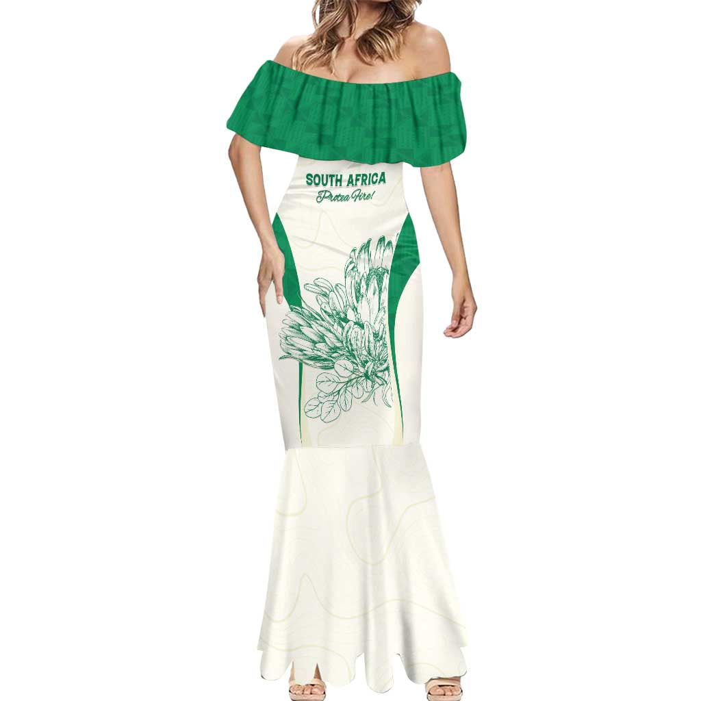 Custom South Africa Cricket Mermaid Dress Protea Fire - Wonder Print Shop
