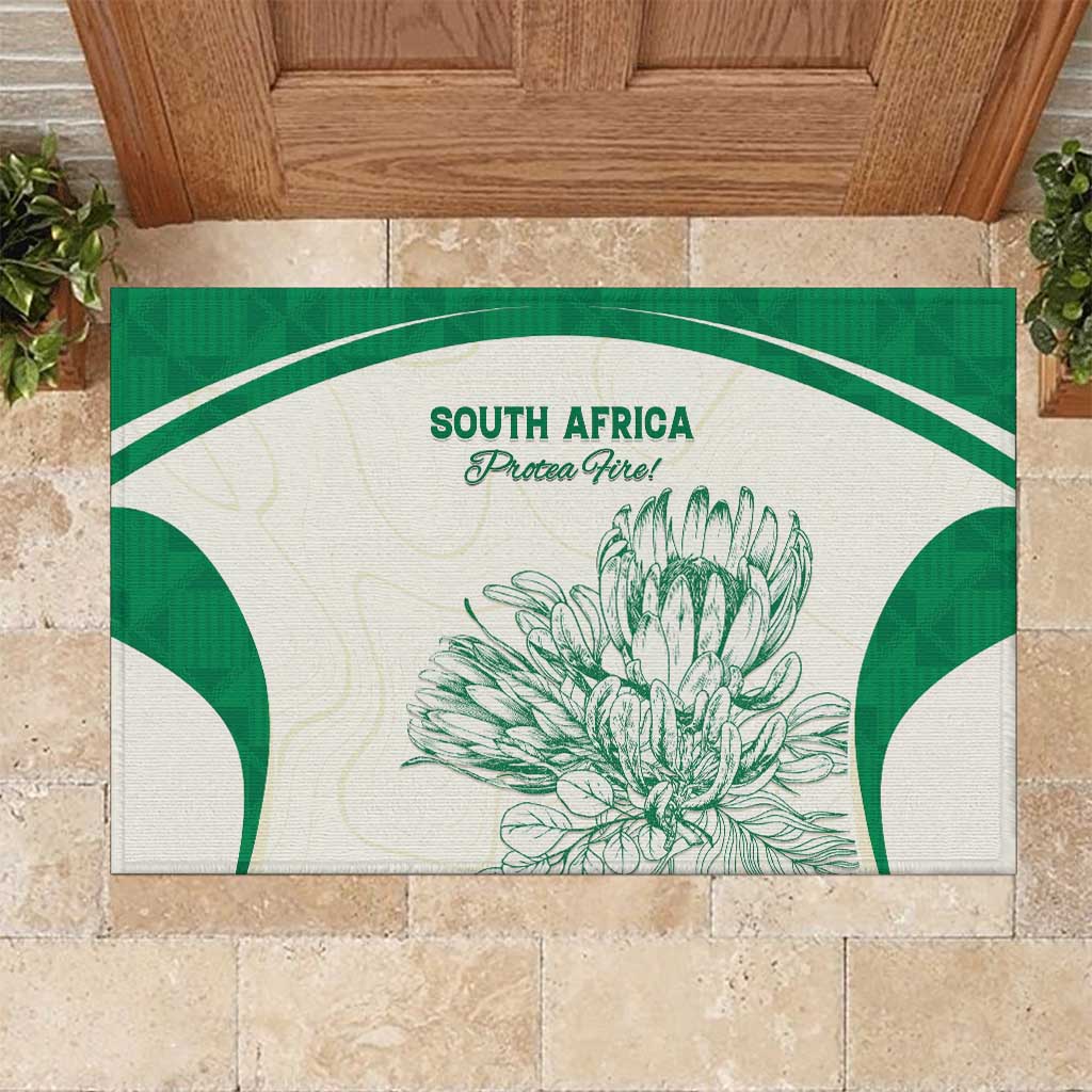 South Africa Cricket Rubber Doormat Protea Fire - Wonder Print Shop