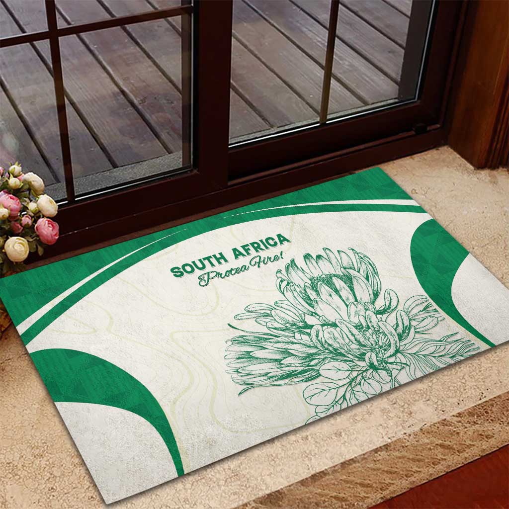 South Africa Cricket Rubber Doormat Protea Fire - Wonder Print Shop