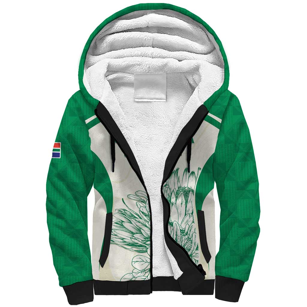 Custom South Africa Cricket Sherpa Hoodie Protea Fire - Wonder Print Shop