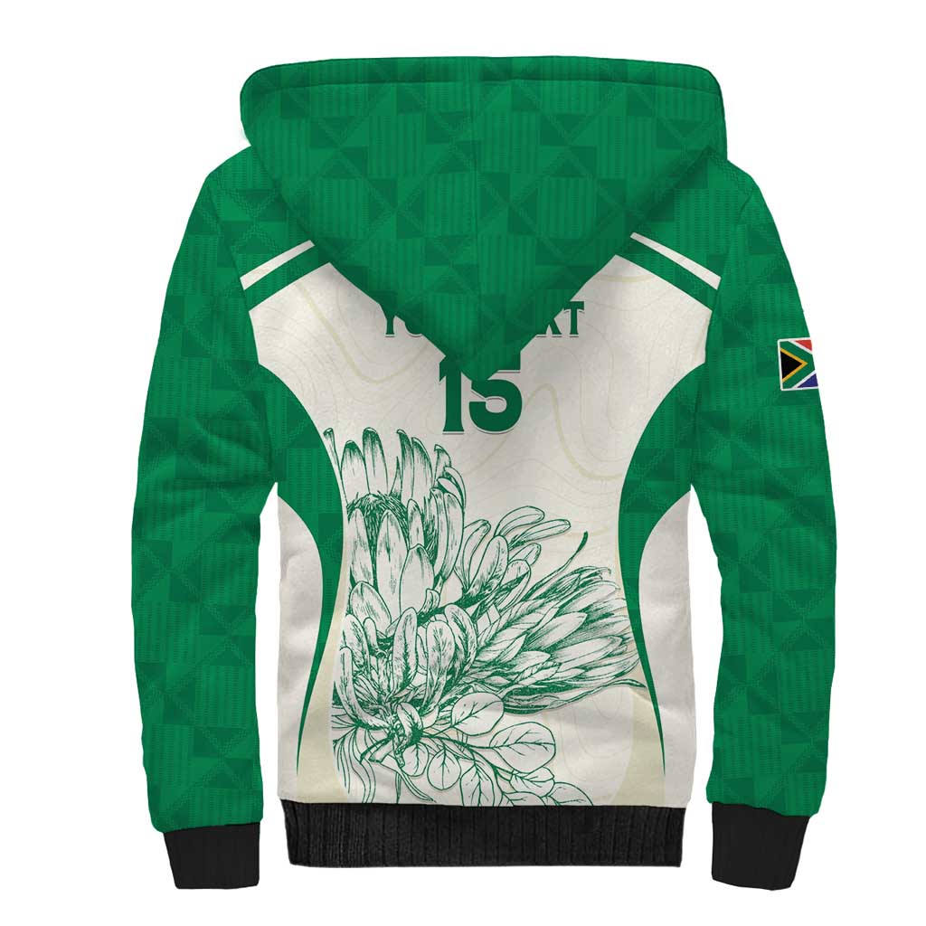 Custom South Africa Cricket Sherpa Hoodie Protea Fire - Wonder Print Shop