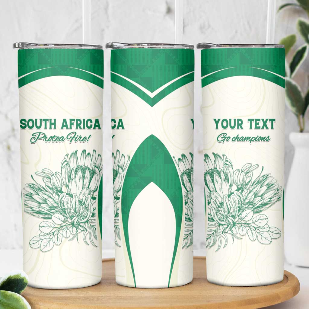 Custom South Africa Cricket Skinny Tumbler Protea Fire - Wonder Print Shop