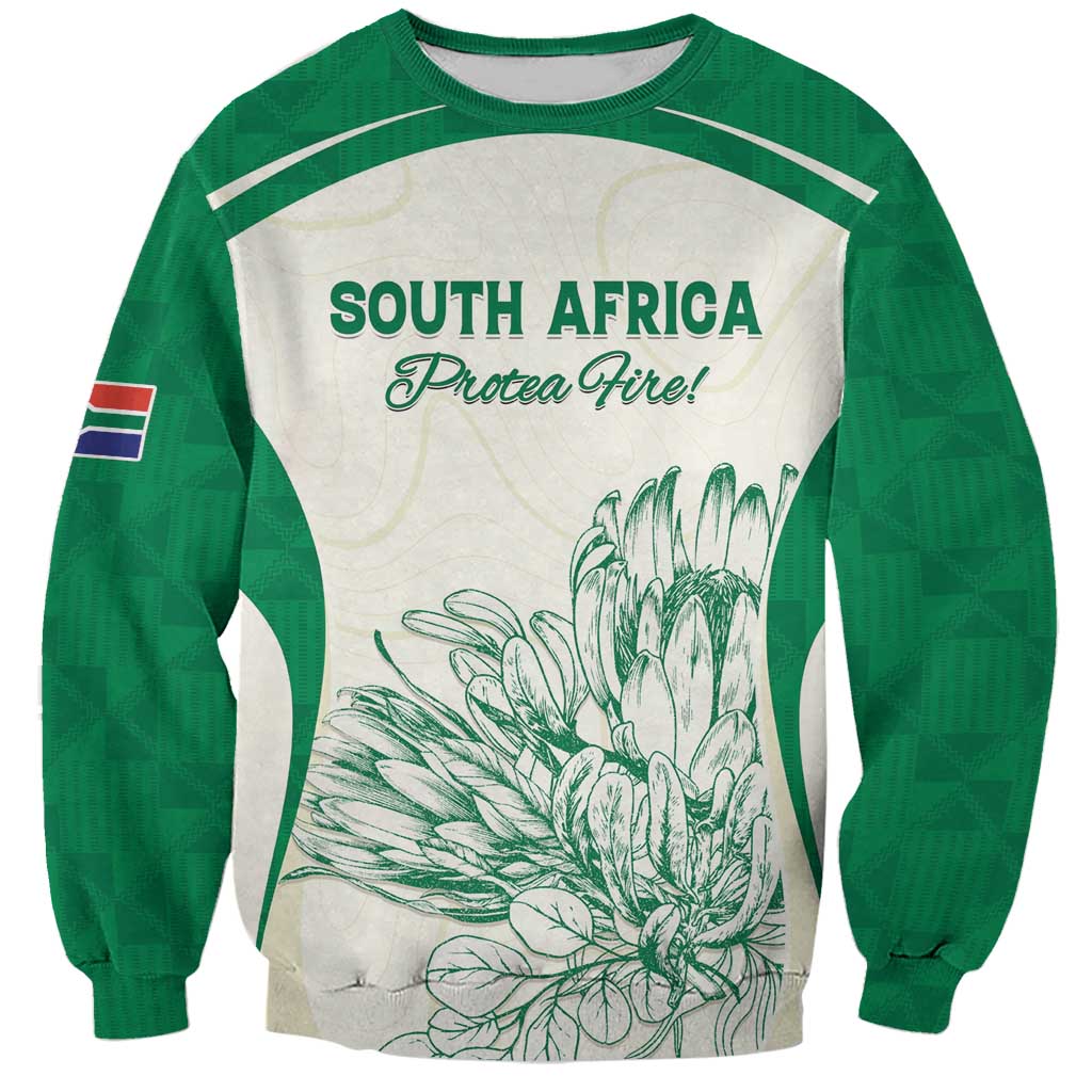 Custom South Africa Cricket Sweatshirt Protea Fire - Wonder Print Shop