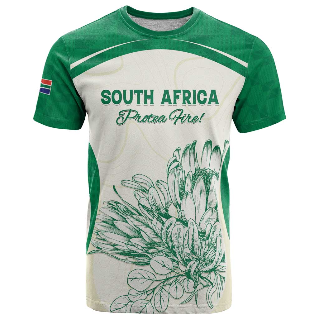 Custom South Africa Cricket T Shirt Protea Fire - Wonder Print Shop