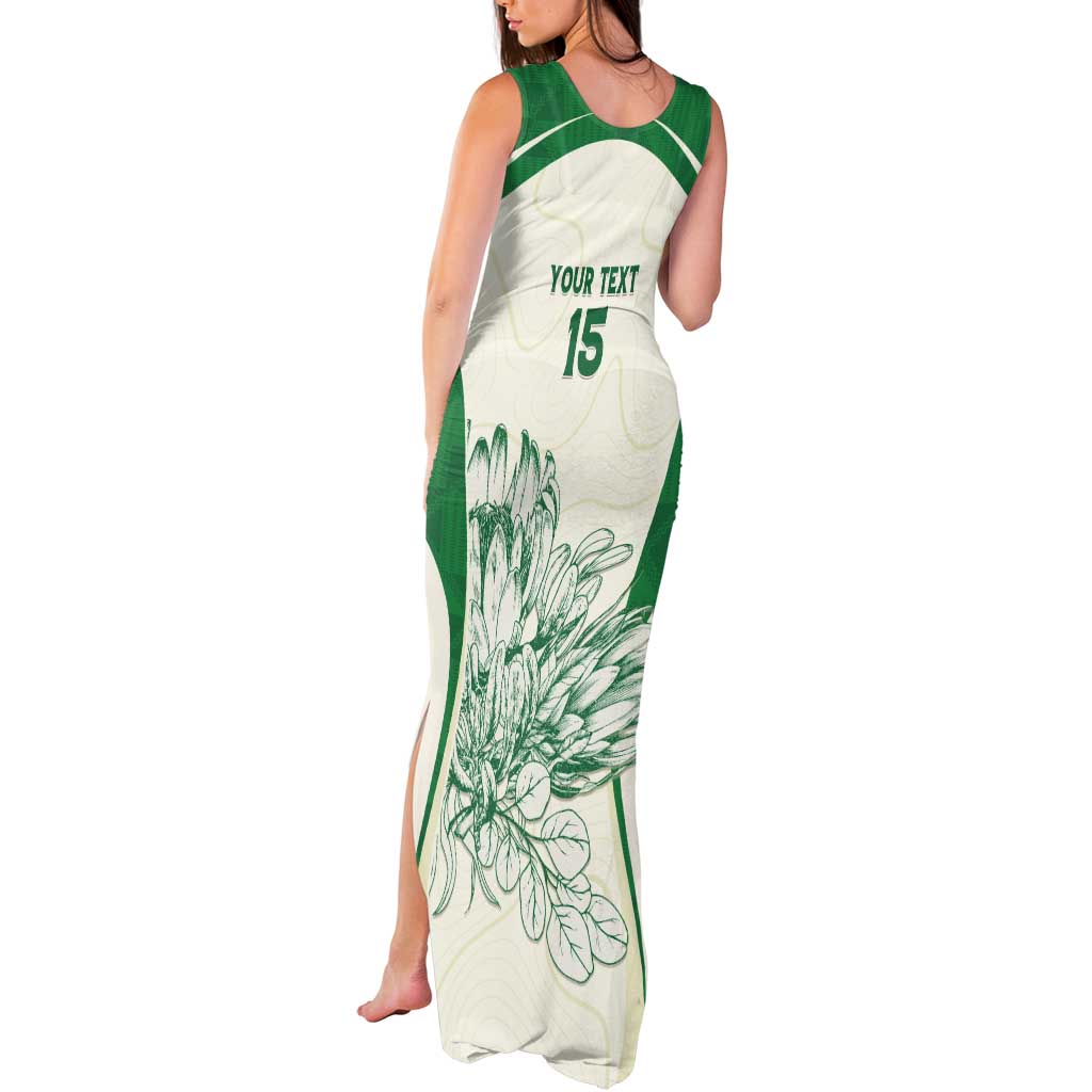 Custom South Africa Cricket Tank Maxi Dress Protea Fire - Wonder Print Shop