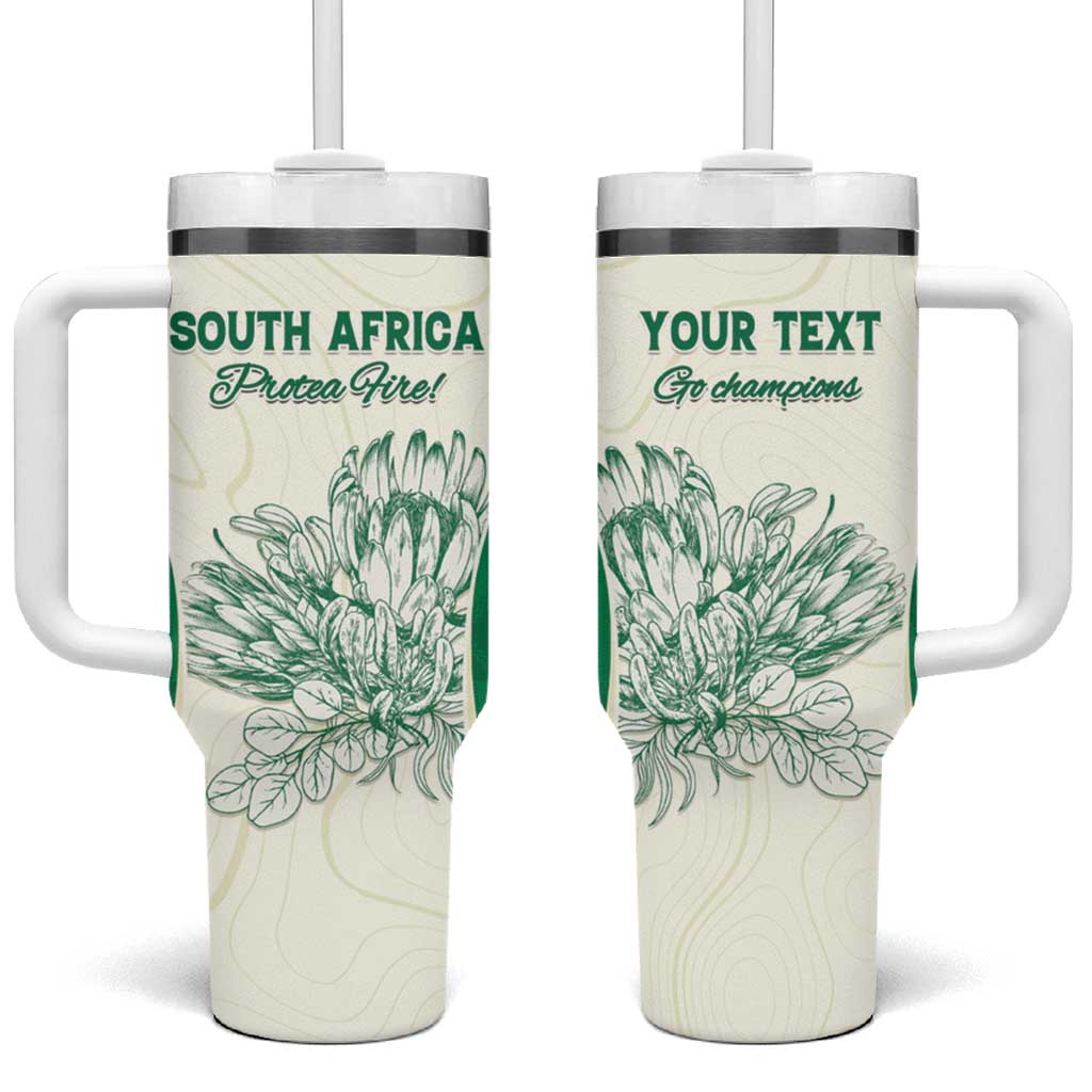 Custom South Africa Cricket Tumbler With Handle Protea Fire - Wonder Print Shop