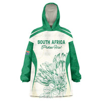 Custom South Africa Cricket Wearable Blanket Hoodie Protea Fire - Wonder Print Shop