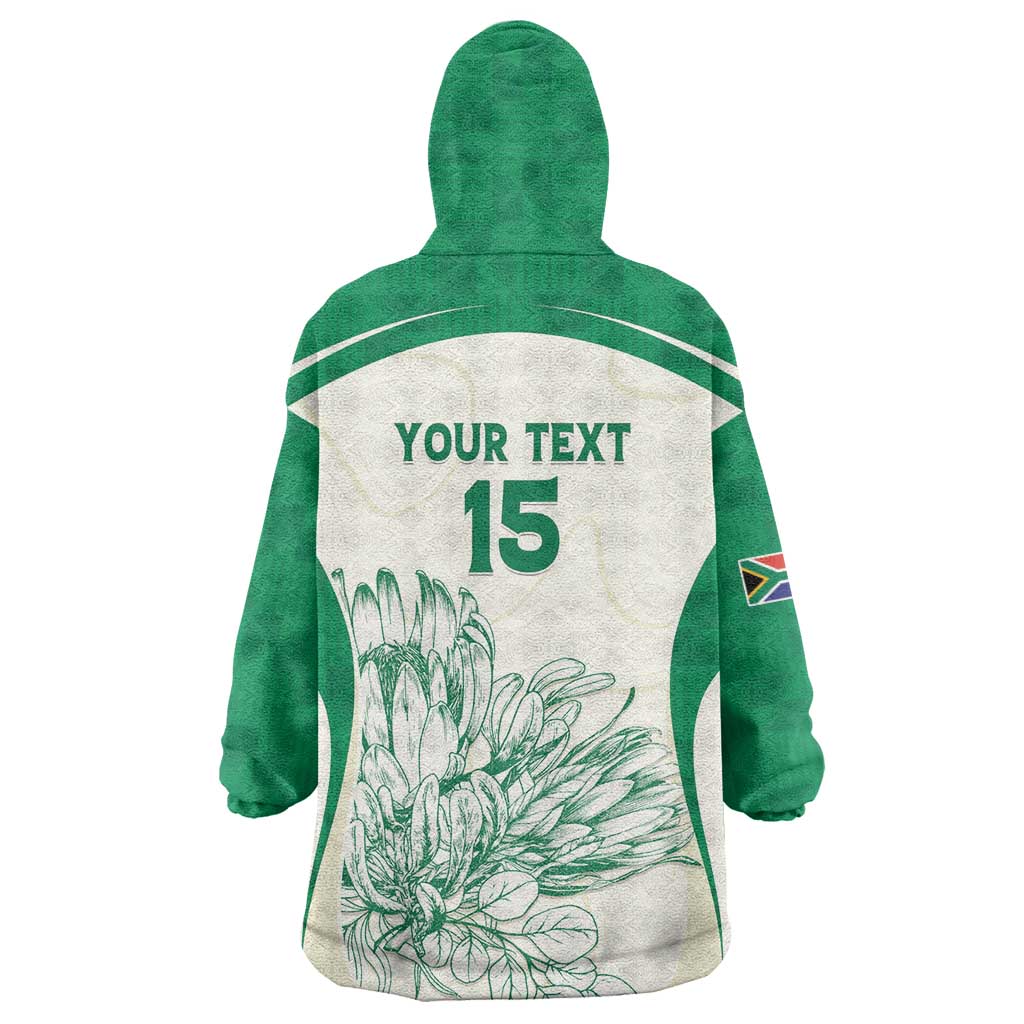 Custom South Africa Cricket Wearable Blanket Hoodie Protea Fire - Wonder Print Shop