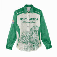 Custom South Africa Cricket Women Casual Shirt Protea Fire - Wonder Print Shop