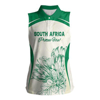 Custom South Africa Cricket Women Sleeveless Polo Shirt Protea Fire - Wonder Print Shop