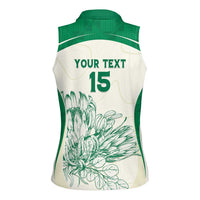 Custom South Africa Cricket Women Sleeveless Polo Shirt Protea Fire - Wonder Print Shop