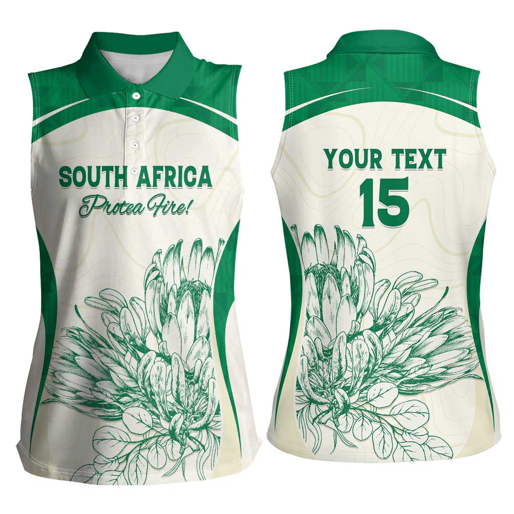 Custom South Africa Cricket Women Sleeveless Polo Shirt Protea Fire - Wonder Print Shop